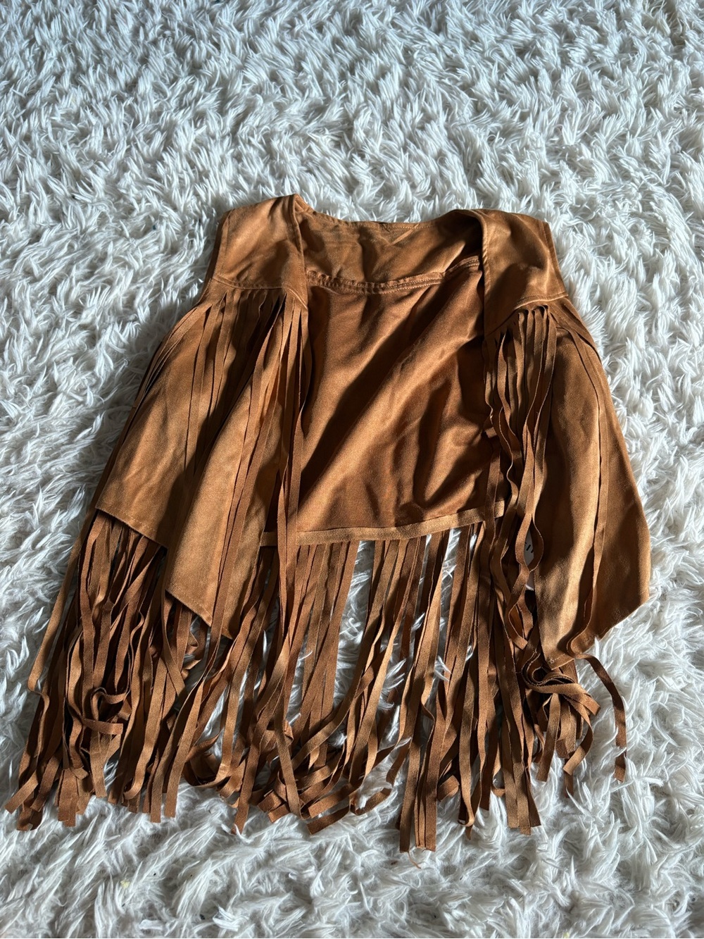 Fringe Suede-Look Cropped vest  in Cognac NWT medium